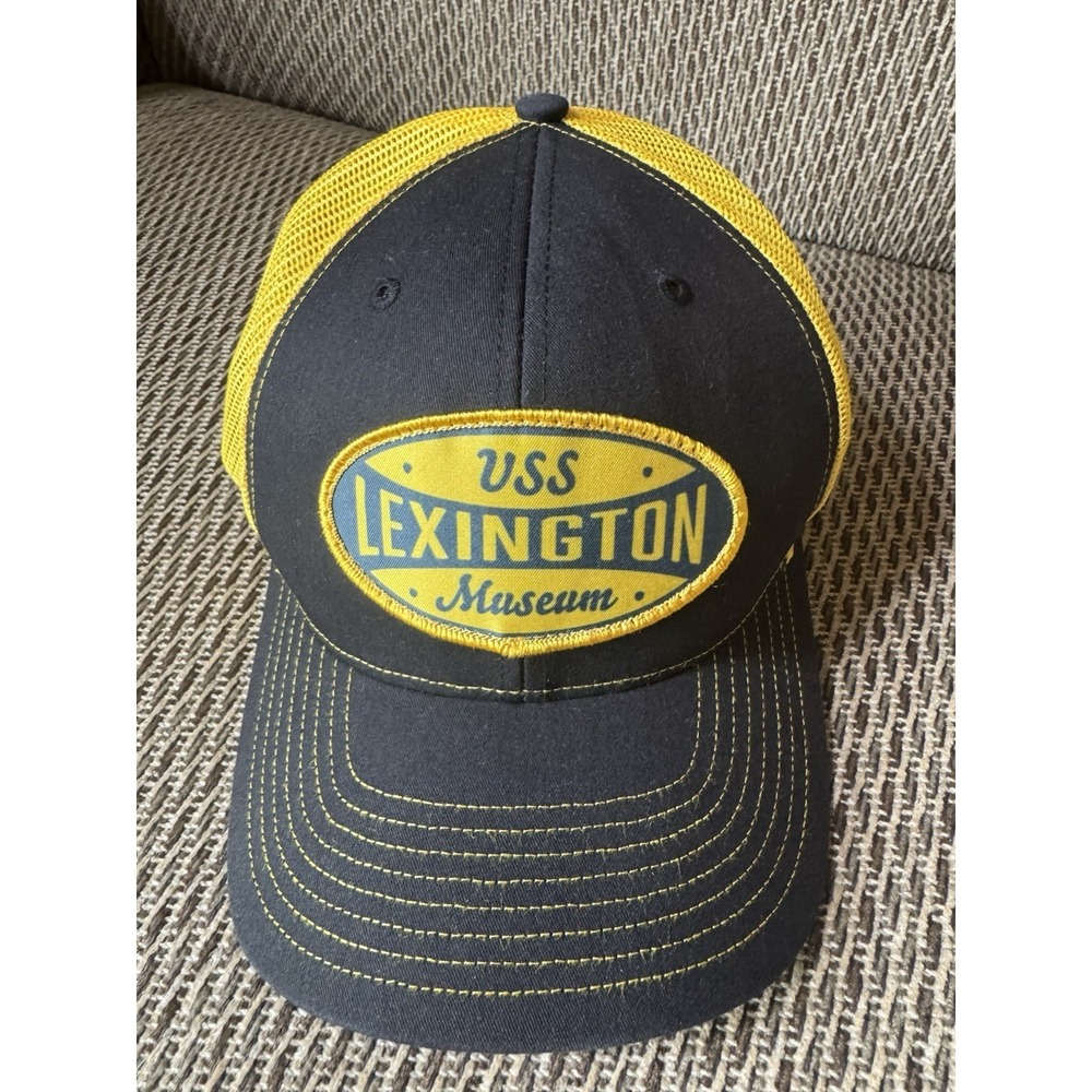 USS Lexington‎ Museum Hat Richardson 112 Trucker Snapback Black Yellow Navy Ship